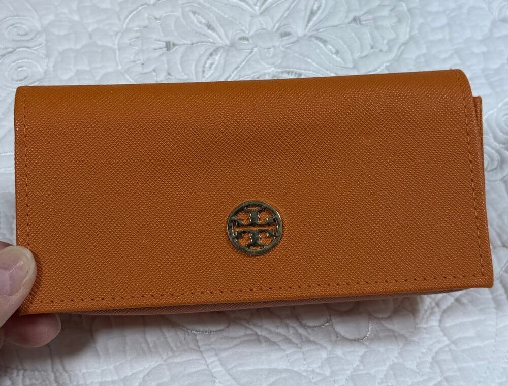 Tory Burch Women's Orange Eyeglass Case Designer Sunglasses Glasses Holder Case